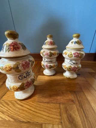 Tris barattoli vasi spezie ceramica