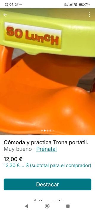 Trona portátil 80 Lunch Prénatal