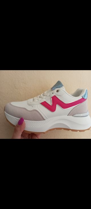 Tenis Mujer Blancos y Rosas