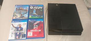 Playstation 4 Negra + 4 Juegos
