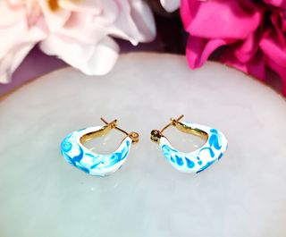 Pendientes Aro Azul y Blanco