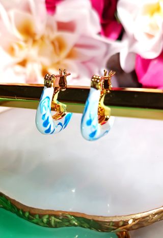 Pendientes Aro Azul y Blanco