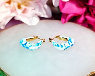 Pendientes Aro Azul y Blanco