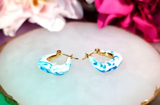 Pendientes Aro Azul y Blanco