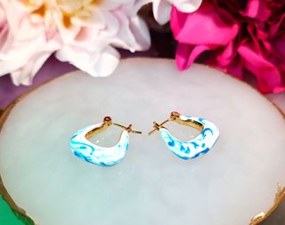 Pendientes Aro Azul y Blanco