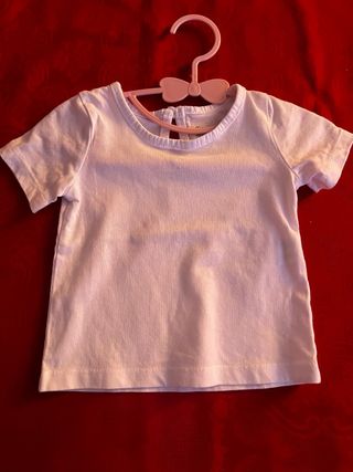 Jardineiras ganga com t-shirt branca 3-6 meses