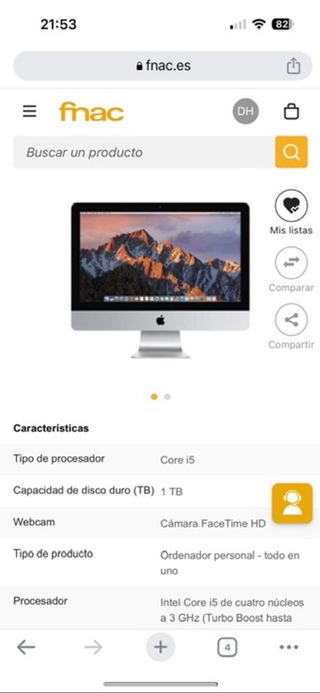 Monitor Apple iMac Plata