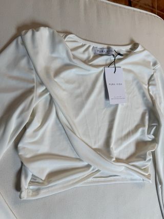 Top Pura Vida Blanco Manga Larga