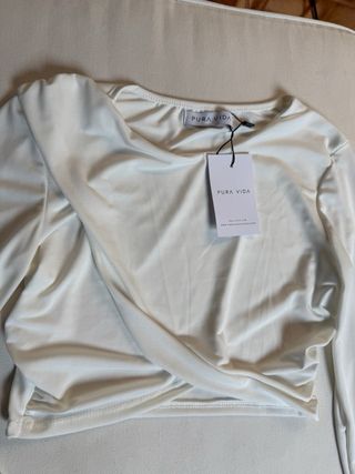 Top Pura Vida Blanco Manga Larga