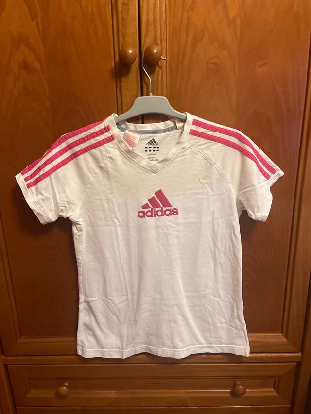 Camiseta Adidas Blanca y Rosa