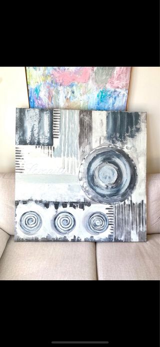 Cuadro abstracto grande “Serenity” en tonos grises