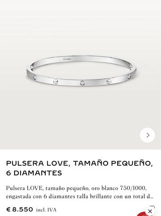 Pulsera Cartier Love Pequeña 6 Diamantes T16 