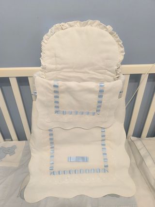 Saco capazo y bolso bebé blanco y azul