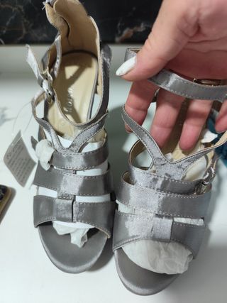 Sandalias Plataforma Farasion Plateadas