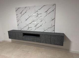 Mueble TV Diseño Salón Marmol Madera gris estrenar