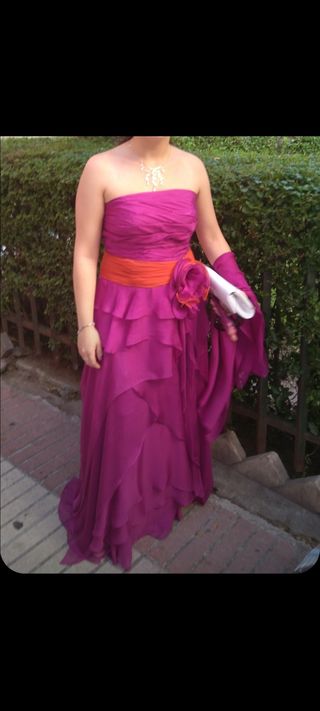 Vestido Morado y Naranja talla M