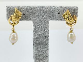 pendientes oro 18k con piedra con perla