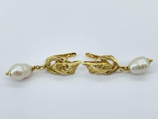 pendientes oro 18k con piedra con perla
