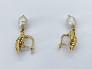 pendientes oro 18k con piedra con perla