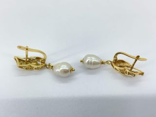 pendientes oro 18k con piedra con perla