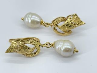 pendientes oro 18k con piedra con perla