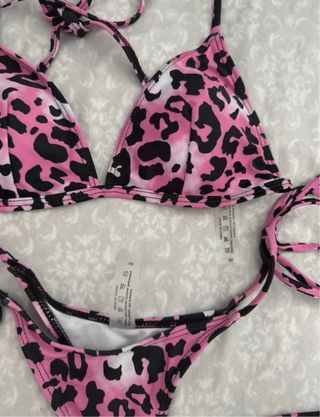 Bikini estampado leopardo rosa