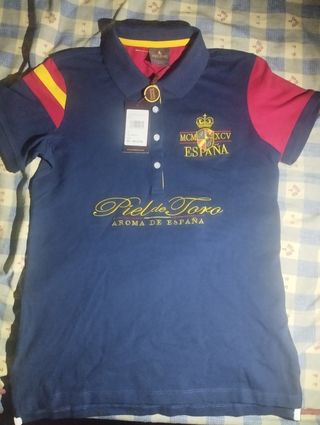 Polo Piel de Toro Mujer Azul y Rojo