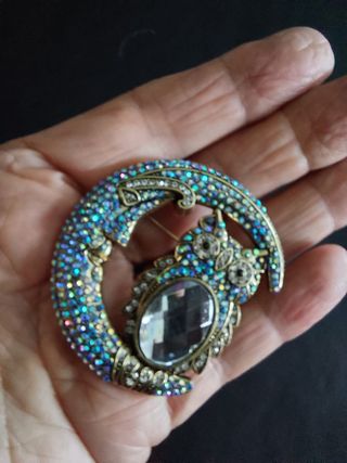 Broche búho y luna bisutería joyas mujer regalo 