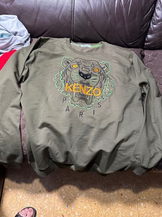 Sudadera Kenzo Verde Militar Logo Tigre