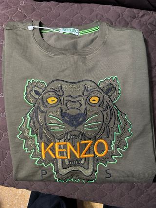 Sudadera Kenzo Verde Militar Logo Tigre