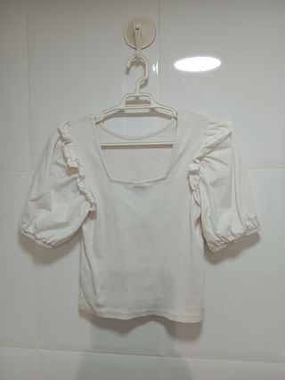 Top Zara Volantes Blanco