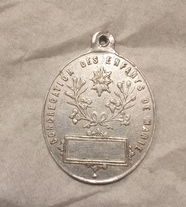 Medalla Milagrosa Virgen María Plata Antigua