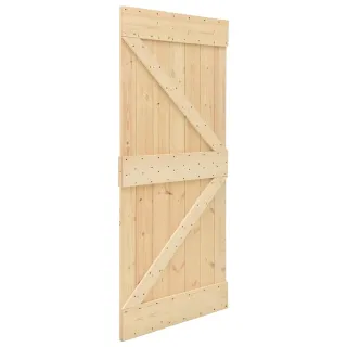 vidaXL Puerta corredera con herrajes madera maciza