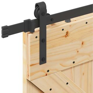 vidaXL Puerta corredera con herrajes madera maciza