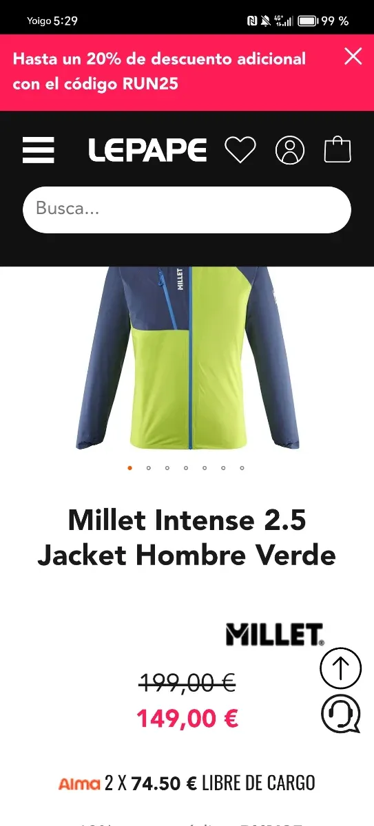 Chaqueta Millet Hombre 2.5L Azul/Verde