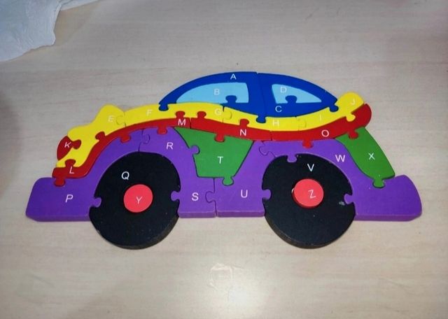 Puzzle Coche Madera Números 1-26