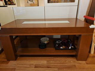 Mesa de centro madera maciza y cristal