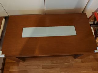 Mesa de centro madera maciza y cristal