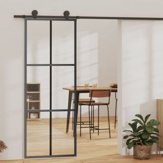 vidaXL Puerta corredera con herrajes ESG vidrio 