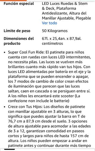Patinete infantil con luces