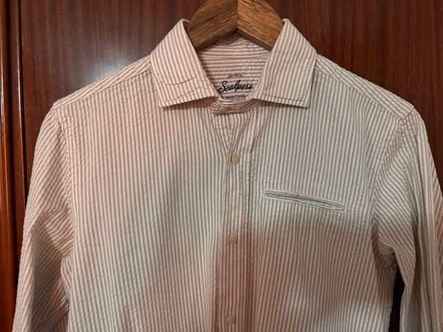 Camisa Scalpers Lino Beige Rayas de la talla 38