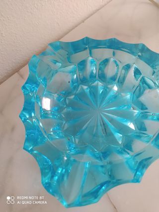 Cenicero Duralex Azul Celeste Tallado Antiguo