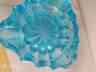 Cenicero Duralex Azul Celeste Tallado Antiguo