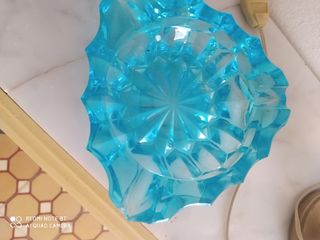 Cenicero Duralex Azul Celeste Tallado Antiguo
