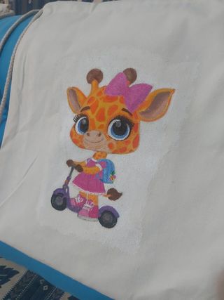 Saco mochila pintado a mano jirafa
