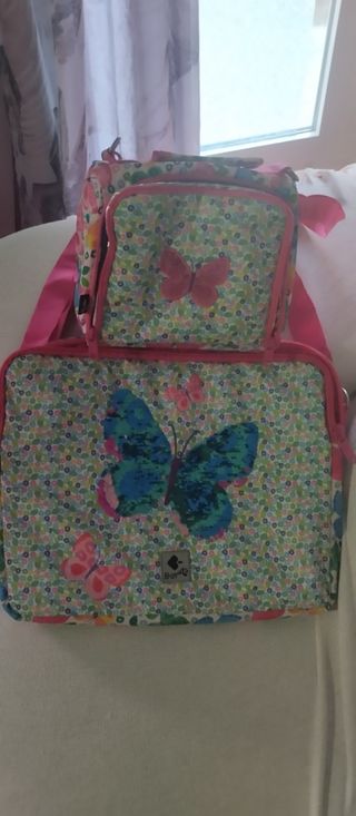 Conjunto Mochila y Porta Alimentos Mariposas