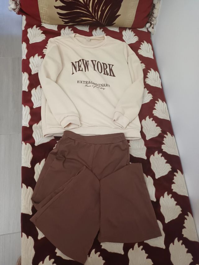 Conjunto New York beige y marrón