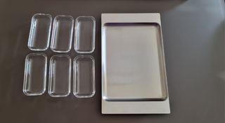 Vassoio inox con 6 contenitori in vetro
