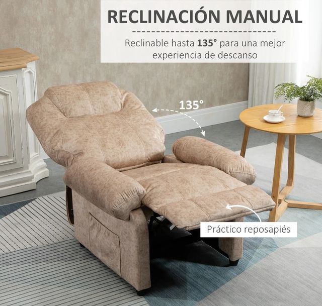 Sillón relax reclinable manual beige