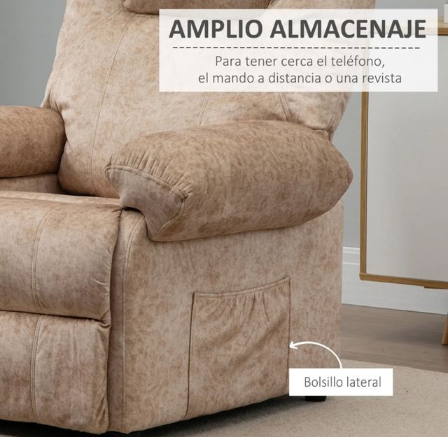 Sillón relax reclinable manual beige